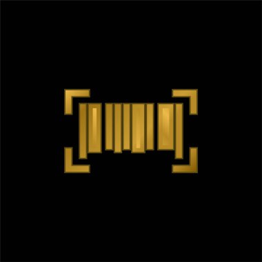 Barkod altın kaplama metalik simge veya logo vektörü