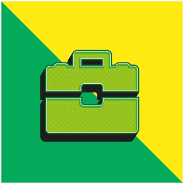 Evrak çantası Yeşil ve sarı modern 3d vektör simgesi logosu