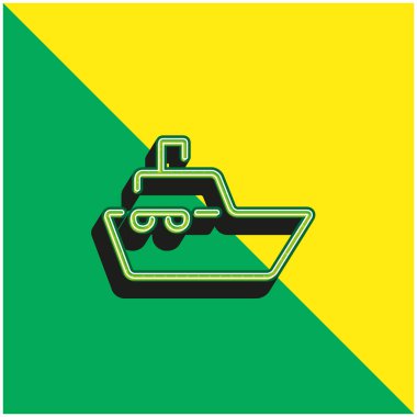 Tekne Ultrathin Taslak Yeşil ve Sarı 3D vektör simgesi logosu