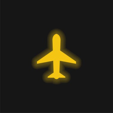 Temel Düzlem sarı parlayan neon simgesi