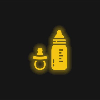 Bebek Şişe Sarı Parlayan Neon simgesi