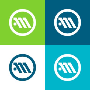 Athens Metro Logo Symbol Flat four color minimal icon set clipart