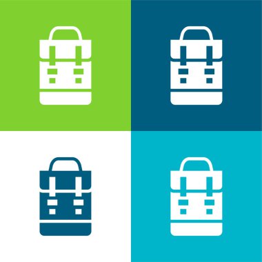 Sırt çantası Düz 4 renk minimal simgesi seti