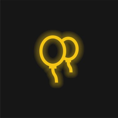 Balonlar sarı parlayan neon simgesi