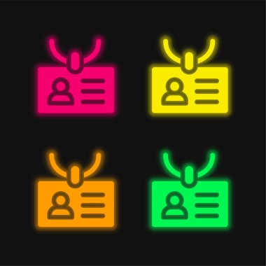 Akreditasyon dört renk parlayan neon vektör simgesi