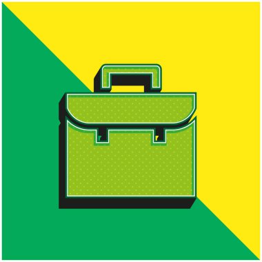 Briefcase Green and yellow modern 3d vector icon logo clipart