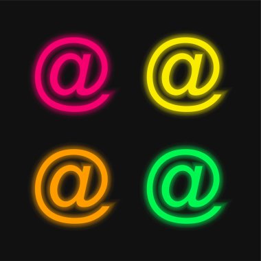 Parlayan dört renk neon vektör simgesinde