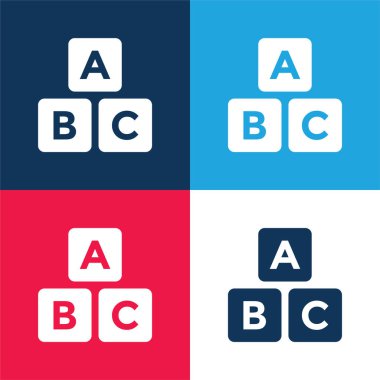 Alphabet blue and red four color minimal icon set clipart