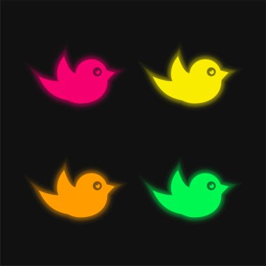 Kara Kuş dört renk parlayan neon vektör simgesi