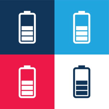 Battery Status blue and red four color minimal icon set clipart