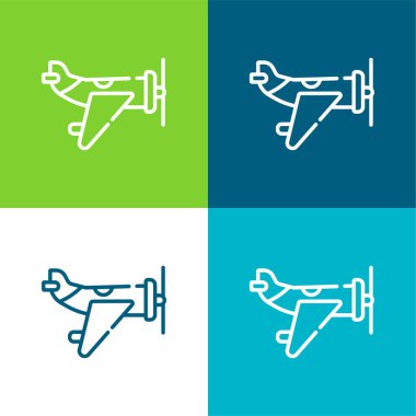 Uçak Düz 4 renk en küçük simge kümesi