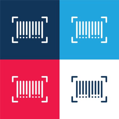 Barkod mavi ve kırmızı dört renk en küçük simge kümesi