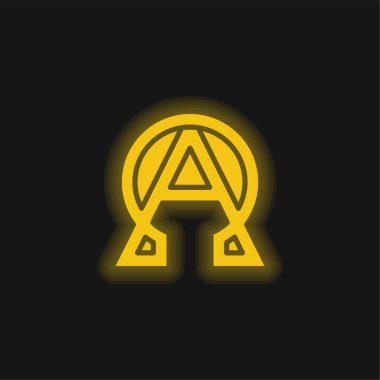 Alfa ve Omega sarı parlayan neon simgesi