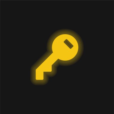 Erişim Anahtarı Dolu Dairesel Araç Sarı parlak neon simgesi