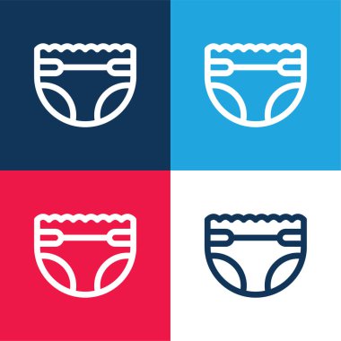 Bebek bezi mavi ve kırmızı en az dört renk simgesi