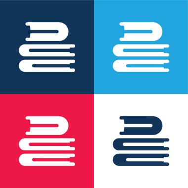 Kitaplar mavi ve kırmızı dört renk asgari simge kümesi