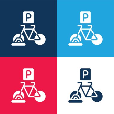 Bisiklet Otoparkı Mavi ve Kırmızı Minimum Renk Simgesi