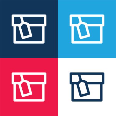 Etiket mavi ve kırmızı ile Kutu En küçük simge seti