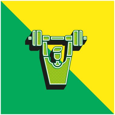 Barbell Green and yellow modern 3d vector icon logo clipart