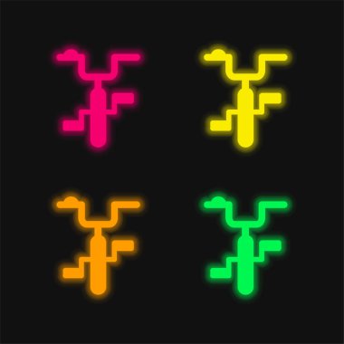 Dört renkli parlayan neon vektör simgesini döndür