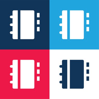 Gündem mavi ve kırmızı dört renk minimal simge kümesi