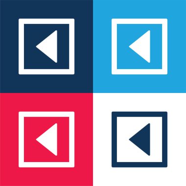 Arka Üçgen Ok Kare Tuş Çizgisi Mavi ve Kırmızı Dört Renk Asgari Simgesi