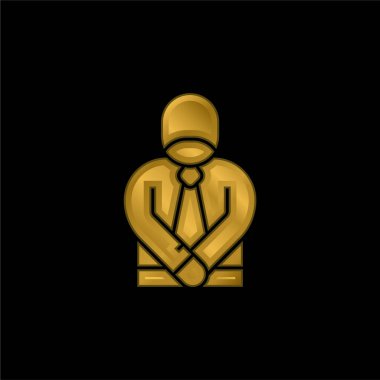 Özür dileyen altın kaplama metalik simge veya logo vektörü