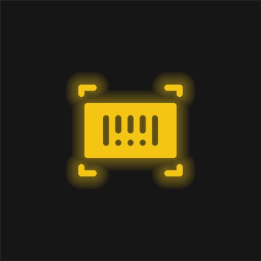 Barkod sarı parlayan neon simgesi