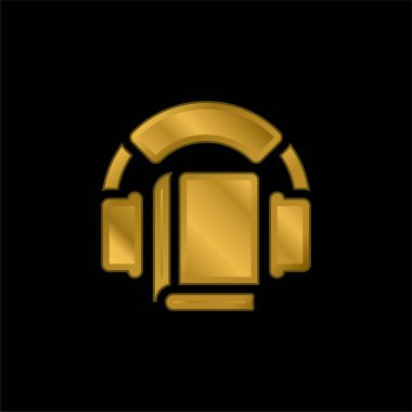 Audiobook altın kaplama metalik simge veya logo vektörü