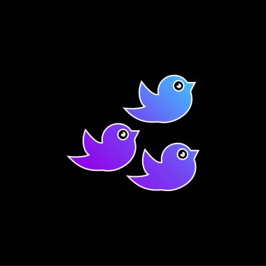 Birds Group blue gradient vector icon clipart