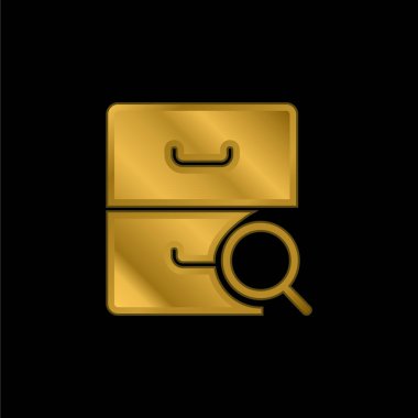 Altın kaplama metalik simge veya logo vektörünü arşivle