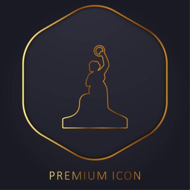 Bavaria Statue golden line premium logo or icon clipart