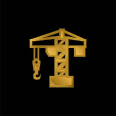 Architecture Crane Tool gold plated metalic icon or logo vector clipart