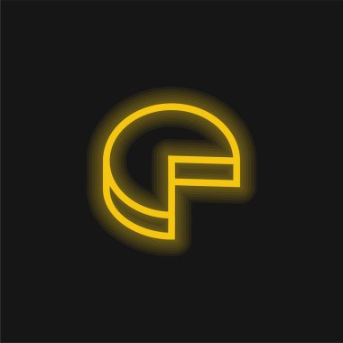3d Pasta Grafiği Çeyrek Parça Özeti Olmayan Sarı Parlak Neon simgesi