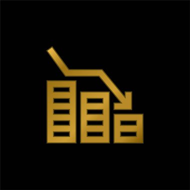 İflas eden altın kaplama metalik simge veya logo vektörü