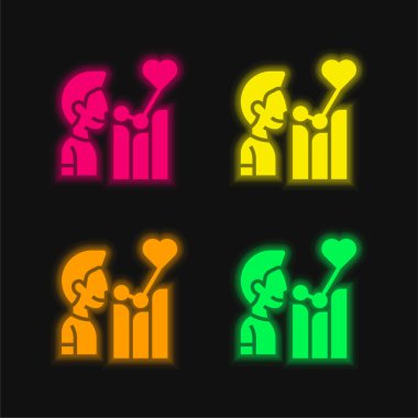 Affective four color glowing neon vector icon clipart