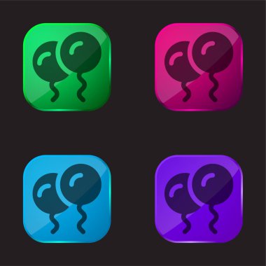 Balon dört renkli cam düğme simgesi