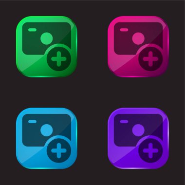 Dört renkli cam düğme simgesi ekle