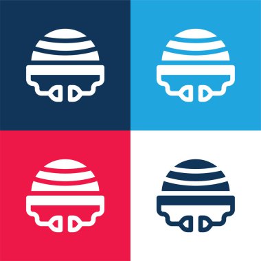 Bosu Topu mavi ve kırmızı dört renk minimal simge kümesi