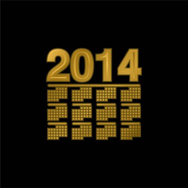 2014 Duvar Takvimi Varyant altın kaplama metalik simge veya logo vektörü