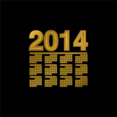 2014 Duvar Takvimi Varyant altın kaplama metalik simge veya logo vektörü