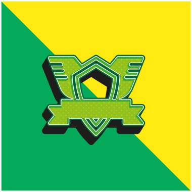 Rozet Yeşil ve Sarı Modern 3D vektör simgesi logosu