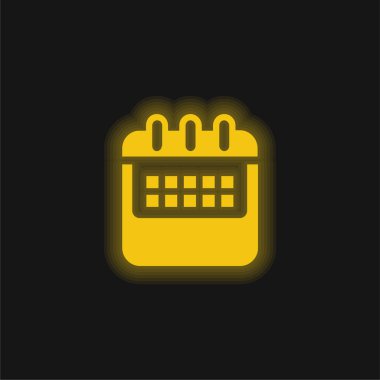 Yıllık Takvim Değişkeni sarı parlak neon simgesi
