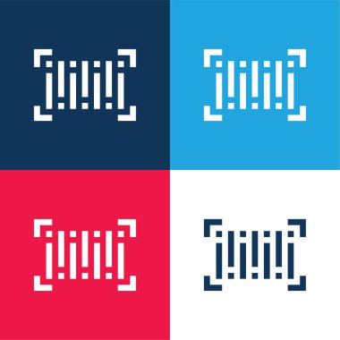 Barkod mavi ve kırmızı dört renk en küçük simge kümesi