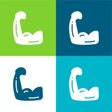 Biceps Flat four color minimal icon set clipart