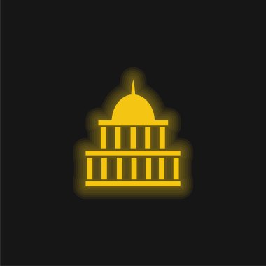 Amerikan Hükümeti Binası Sarı parlak neon simgesi