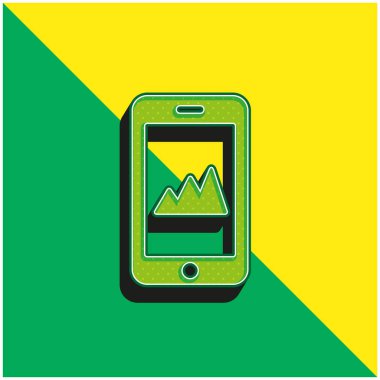 Analitik Grafik Yükseltiliyor Telefon Ekranı Yeşil ve Sarı Modern 3D vektör logosu