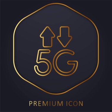 5g altın çizgi prim logosu veya simgesi