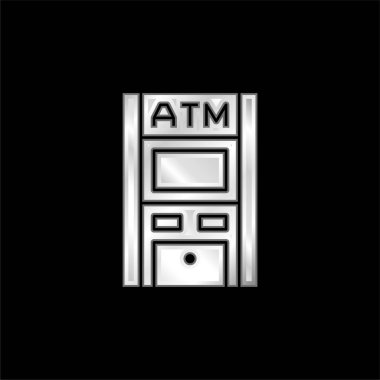 Atm silver plated metallic icon clipart