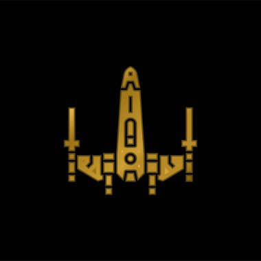 Battleship gold plated metalic icon or logo vector clipart